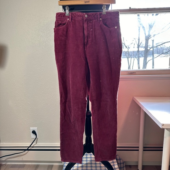 BDG Corduroy Pants Womens Size 30 Maroon High Rise Mom Pants - Picture 2 of 8